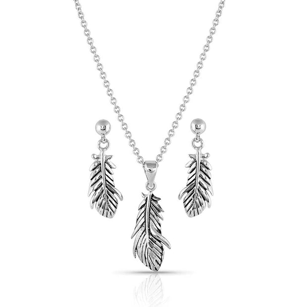 Montana Silversmiths Rebirth Silver Feather Jewellery Set JC4933