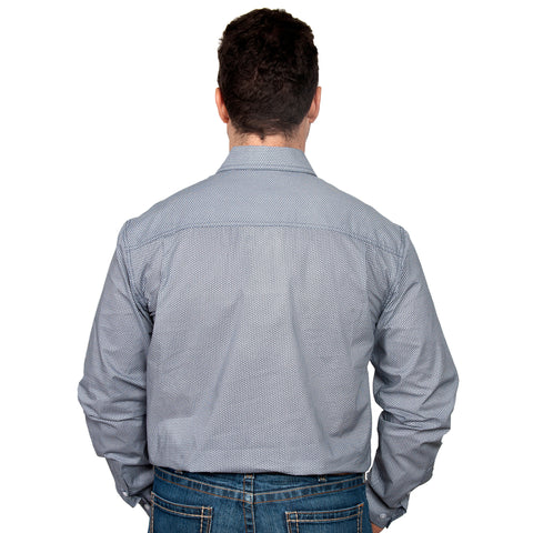 Just Country Men's -  Austin - Full Button Workshirt Navy / White Dots MWLS2124 back