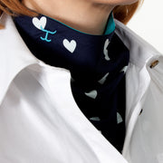 Just Country Women's - Carlee Scarf - Double Sided Turquoise / Navy Hearts SCF2178 front