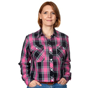 Just Country Women's - Abbey - Full Button Workshirt Pink / Black Plaid WWLS2137 front