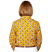 Just Country Women's Georgie Half Button Print Workshirt Mustard Floral WWLS2152 back