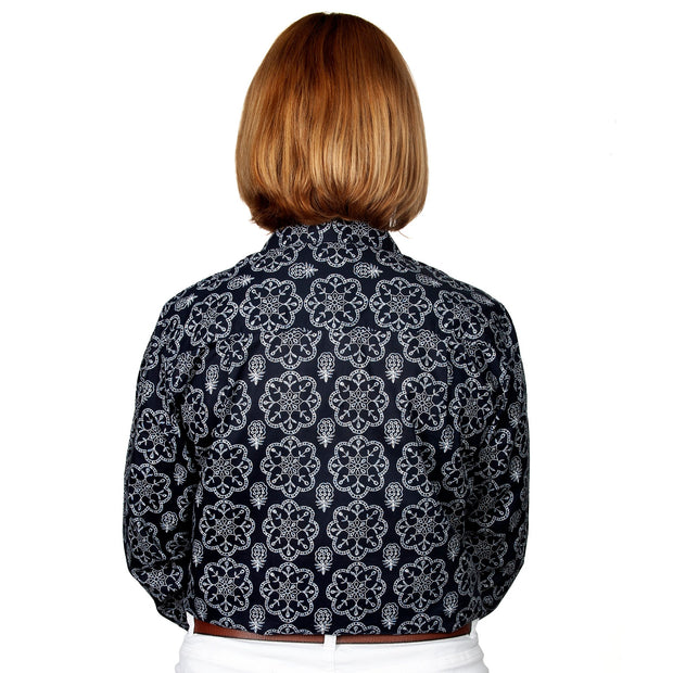 Just Country Women's - Abbey - Full Button Workshirt Ice Navy Mandala WWLS2162 back