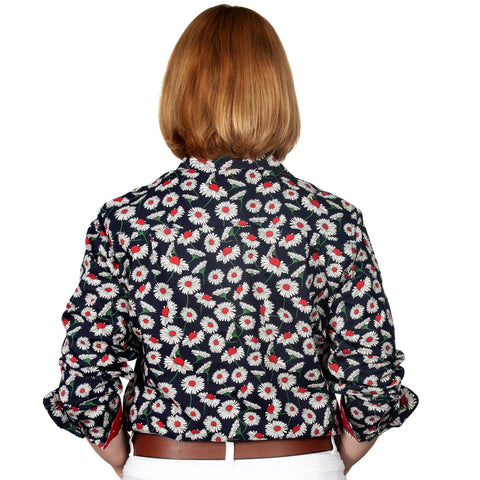 Just Country Women's - Abbey - Full Button Workshirt Ice Navy / Chilli Gerbera WWLS2163 back
