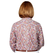 Just Country Women's Georgie Half Button Print Workshirt White / Pink Paisley WWLS2166 back