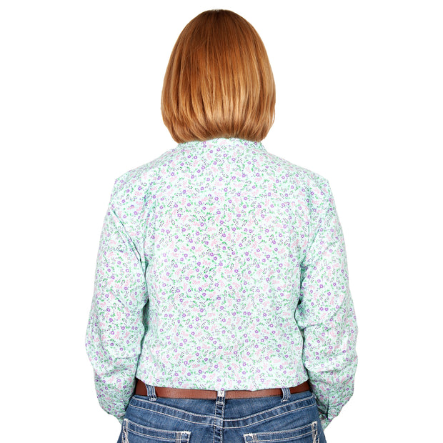 Just Country - Women's - Georgie - 1/2 Button Honeydew Floral back WWLS2172