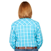 Just Country Women's - Abbey - Full Button Aqua Plaid WWLS2183 back